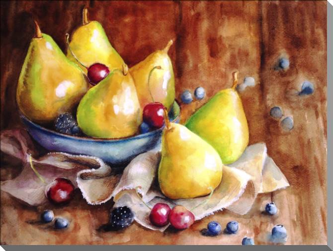 Картины на пластике, пеноркартоне Watercolor still life of pears