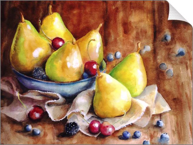 Купить и печать на заказ Картины на холсте Акварельный натюрморт с грушами