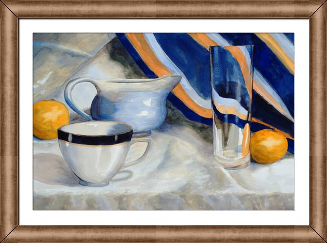 Купить и печать на заказ Картины в рамке, багете Акварельный натюрморт со стаканом