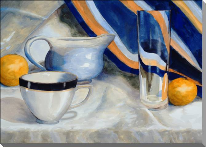 Картины на пластике, пеноркартоне Watercolor still life with a glass