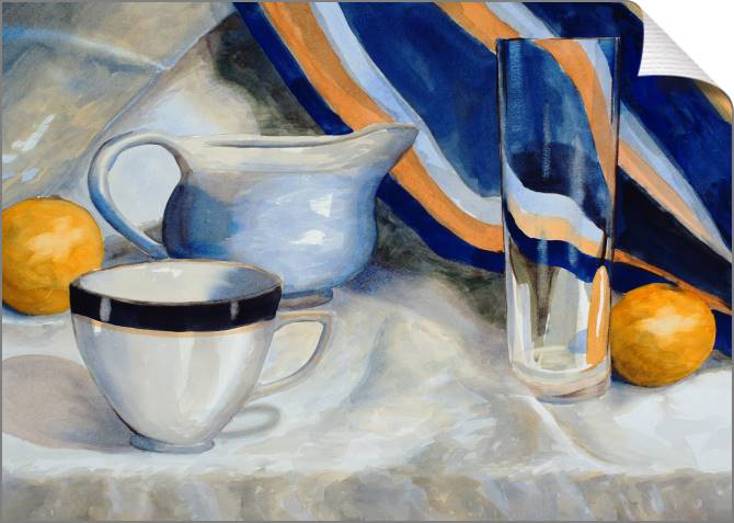 Купить и печать на заказ Картины на холсте Акварельный натюрморт со стаканом