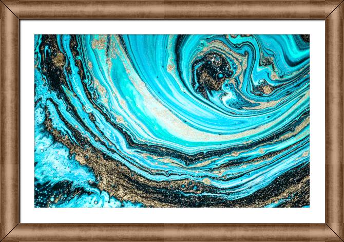 Купить и печать на заказ Картины в рамке, багете Блестящие бирюзовые разводы