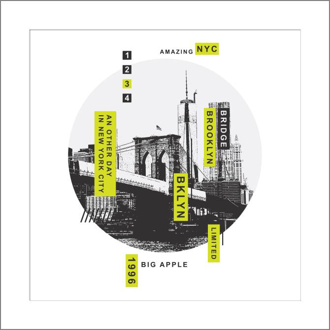 Купить и печать на заказ Картины, фото с паспарту Бруклин типографика