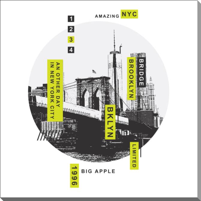 Картины на пластике, пеноркартоне Brooklyn typography