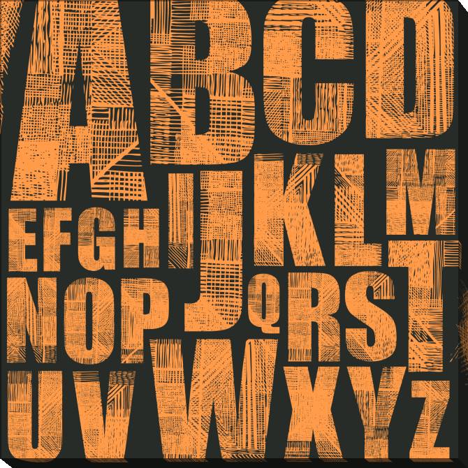 Картины на холсте Grunge alphabet orange