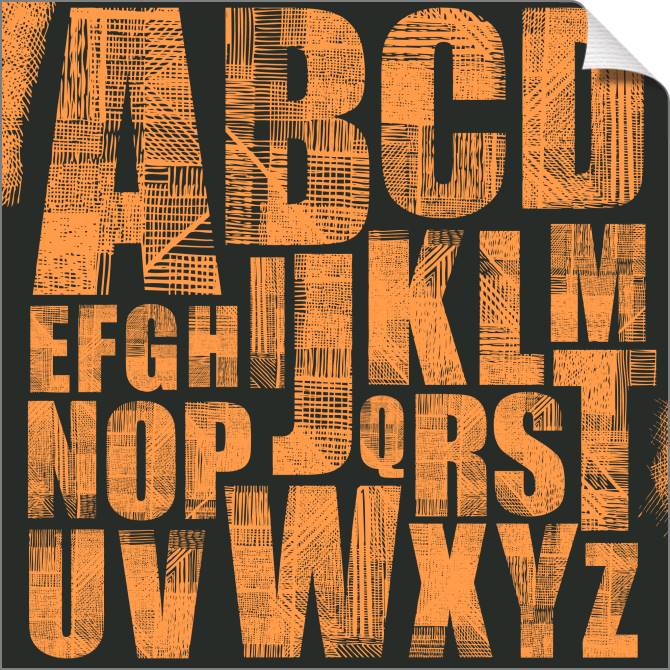 Купить и печать на заказ Картины на холсте Гранж алфавит оранжевый