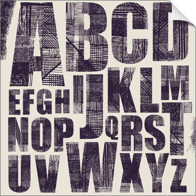 Купить и печать на заказ Картины на холсте Гранж алфавит фиолетовый