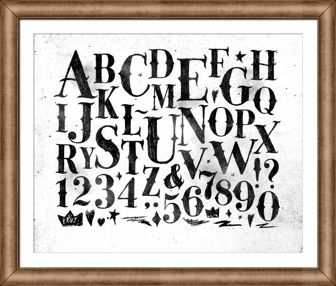 Купить и печать на заказ Картины в рамке, багете Рисованный алфавит