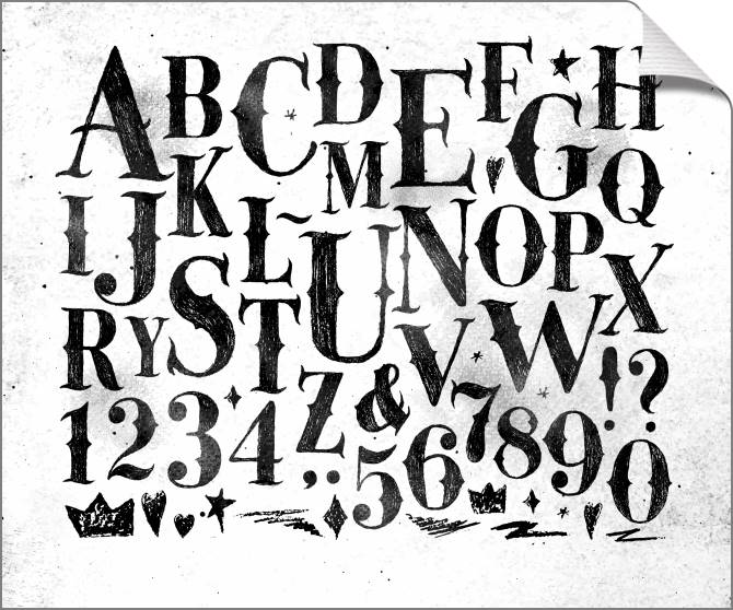 Купить и печать на заказ Картины на холсте Рисованный алфавит