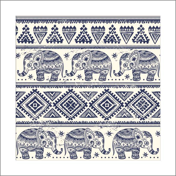 Картины, фото с паспарту Pattern with elephants
