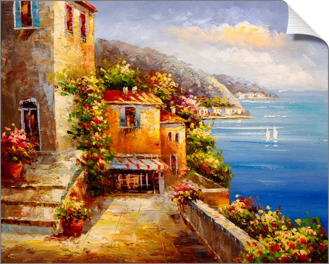 Купить и печать на заказ Картины на холсте Вид на греческую гавань