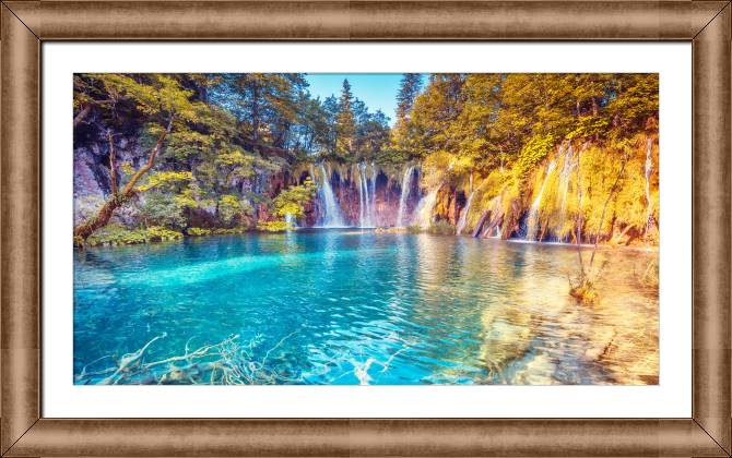 Купить и печать на заказ Картины в рамке, багете Парк Плитвицкие озера