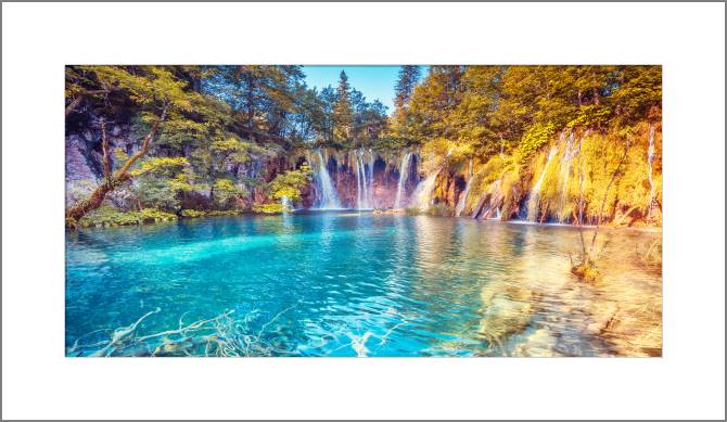 Купить и печать на заказ Картины, фото с паспарту Парк Плитвицкие озера