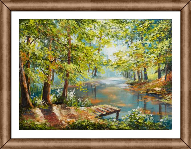 Купить и печать на заказ Картины в рамке, багете Лесная река 