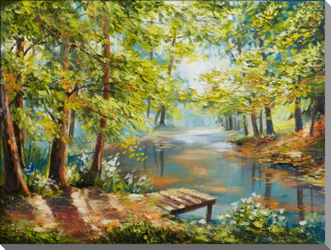 Paintings on plastic, foam cardboard Forest river