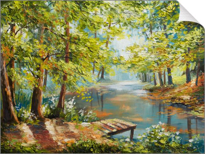 Купить и печать на заказ Картины на холсте Лесная река 