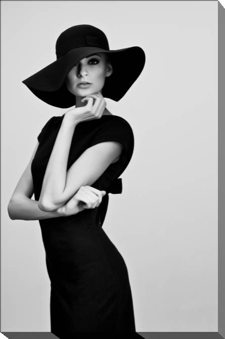 Paintings on canvas The girl in the hat black and white photo