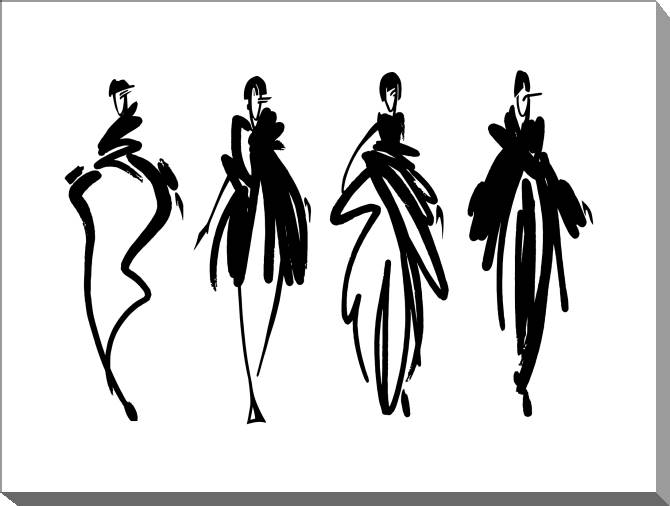 Paintings on canvas Stylish silhouettes on white