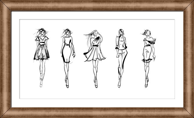 Купить и печать на заказ Картины в рамке, багете Линейные эскизы силуэтов