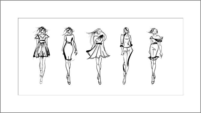 Paintings, photos from Passepartout Linear sketches of silhouettes