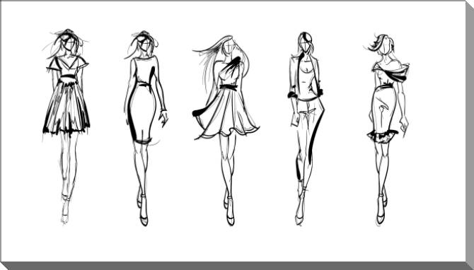 Paintings on plastic, foam cardboard Linear sketches of silhouettes