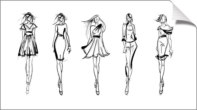 Купить и печать на заказ Картины на холсте Линейные эскизы силуэтов