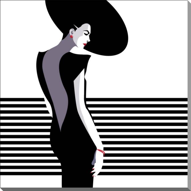 Paintings on plastic, foam cardboard Stylish woman graphics