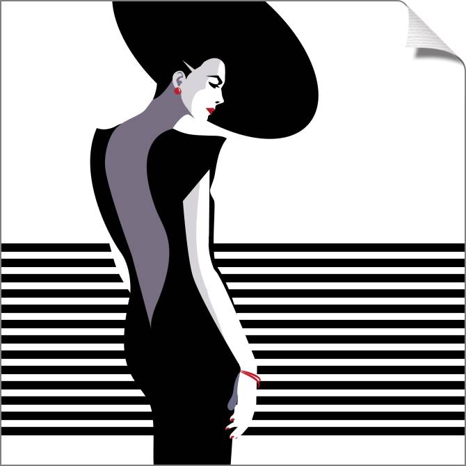 Купить и печать на заказ Картины на холсте Стильная женщина графика