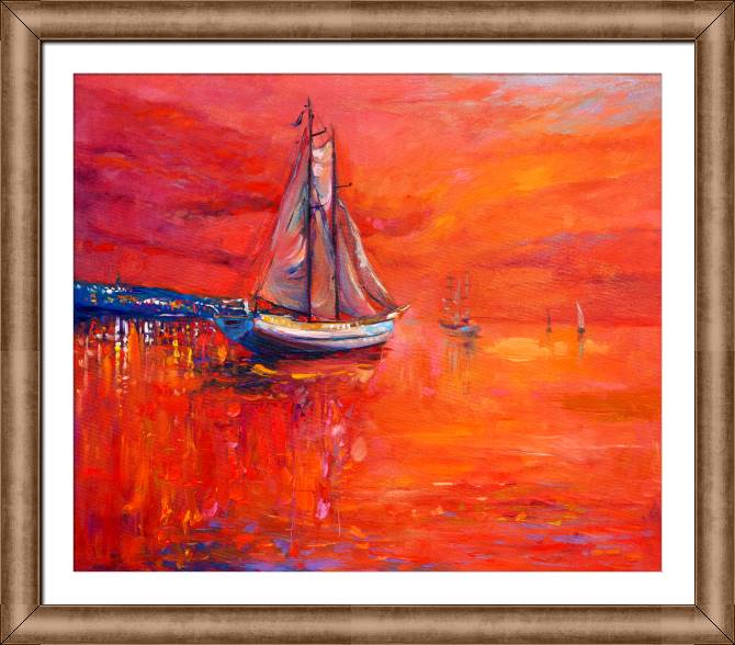 Купить и печать на заказ Картины в рамке, багете Закат над океаном