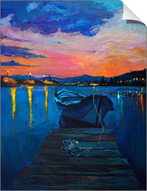 Купить и печать на заказ Картины на холсте Лодка на закате