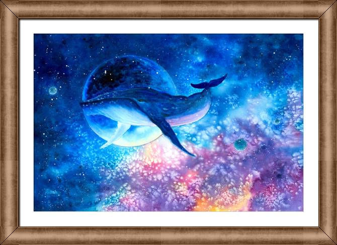 Купить и печать на заказ Репродукции картин Синий кит ныряет в космосе
