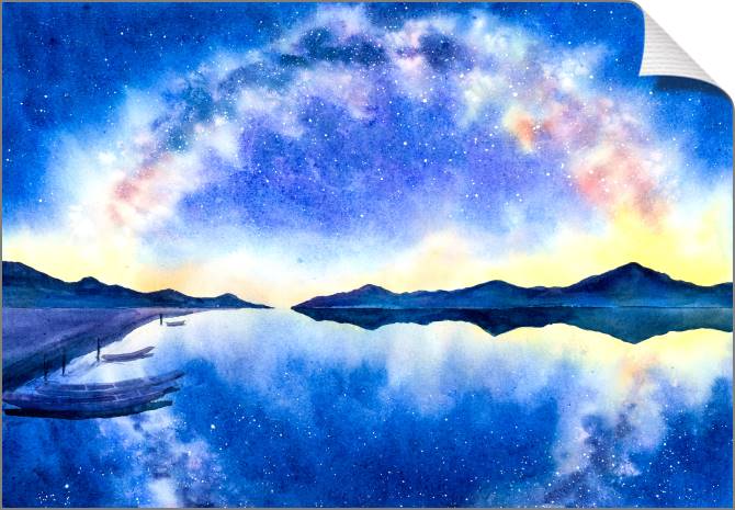 Купить и печать на заказ Картины на холсте Млечный путь отражается в воде