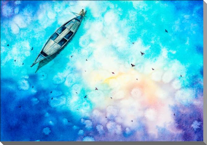 Paintings on plastic, foam cardboard A series of watercolor to небе_6