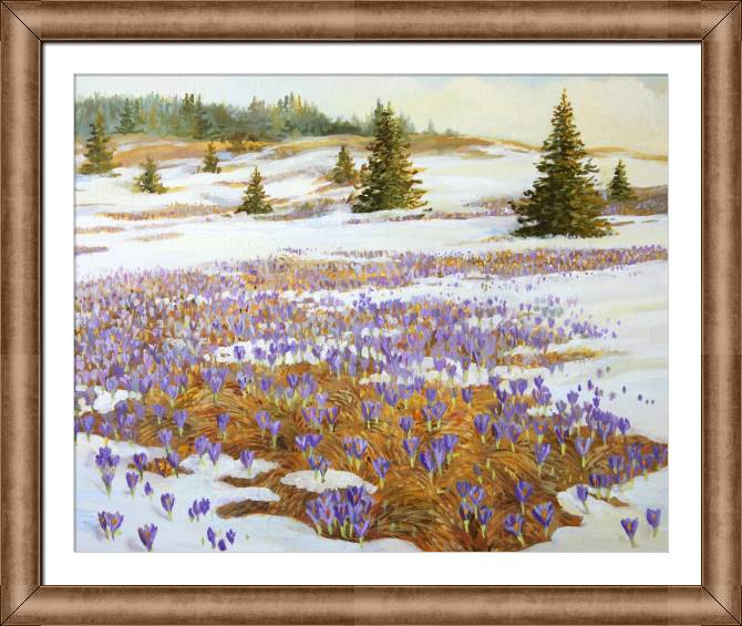 Купить и печать на заказ Картины в рамке, багете Крокусы
