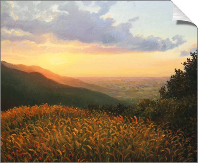 Купить и печать на заказ Картины на холсте Горный луг на закате