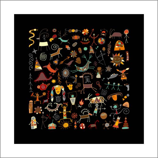 Картины, фото с паспарту Cave paintings