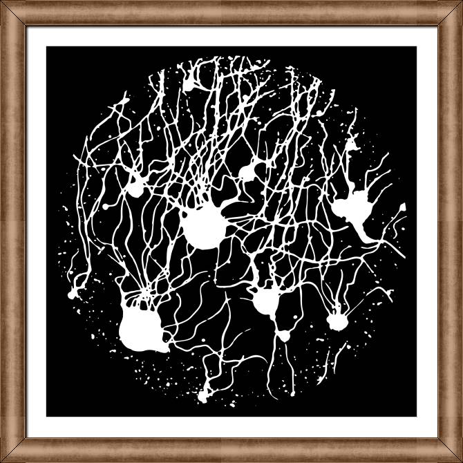 Купить и печать на заказ Картины в рамке, багете Черно-белая абстракция брызги