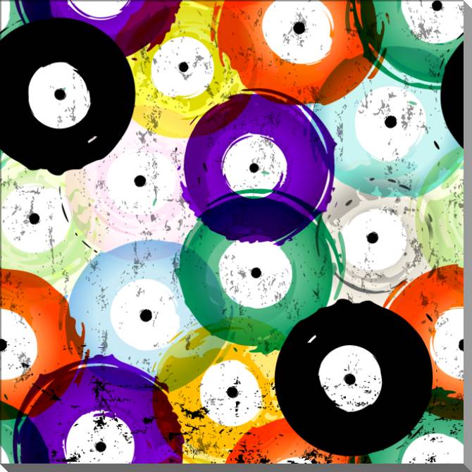 Paintings on plastic, foam cardboard Translucent colorful circles