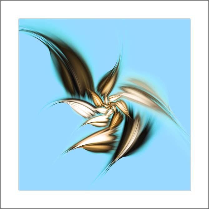 Купить и печать на заказ Картины, фото с паспарту Фракталы на голубом фоне