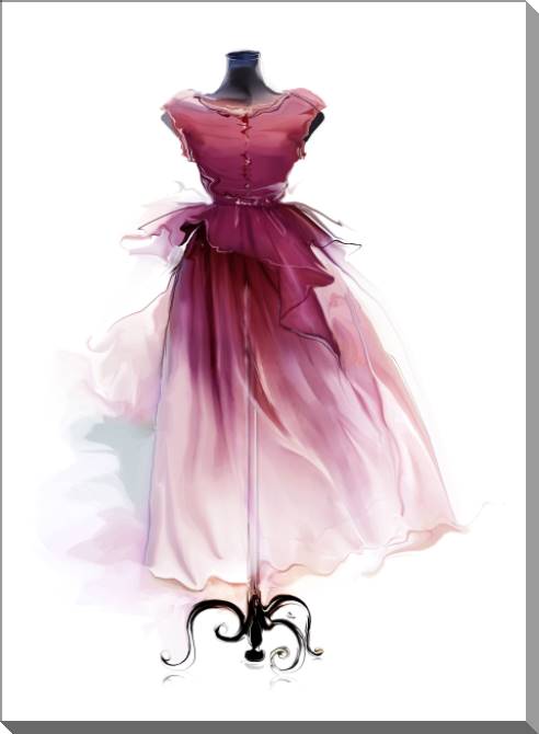 Paintings on plastic, foam cardboard Retro dress