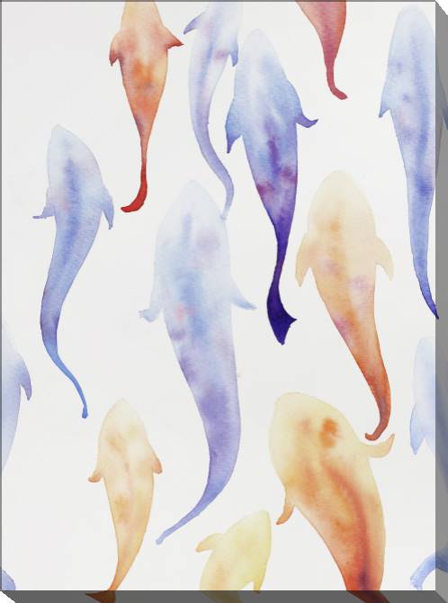 Картины на холсте Watercolor fish on white background