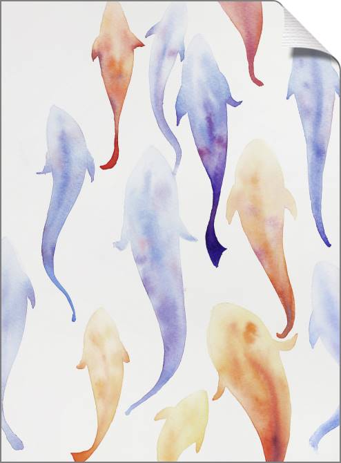 Купить и печать на заказ Картины на холсте Акварельные рыбки на белом фоне