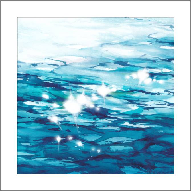 Купить и печать на заказ Картины, фото с паспарту Блики на воде акварель