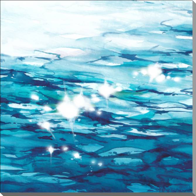 Paintings on plastic, foam cardboard The glare on the water watercolour