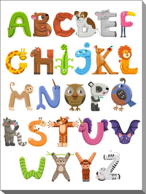 Картины на холсте Alphabet funny animals