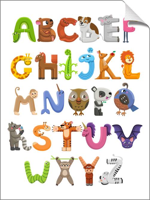 Купить и печать на заказ Картины на холсте Алфавит забавные животные