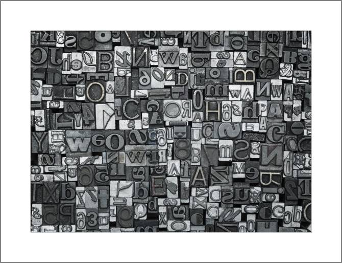 Купить и печать на заказ Картины, фото с паспарту Металлические буквы