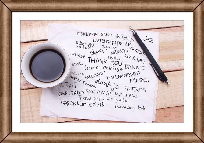 Купить и печать на заказ Картины в рамке, багете Спасибо на разных языках