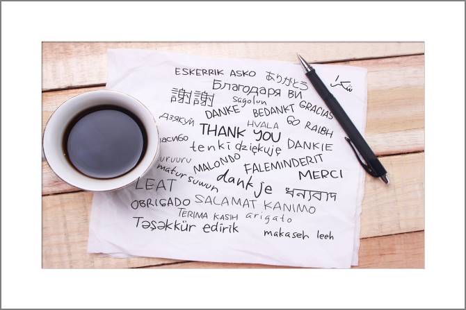 Paintings, photos from Passepartout Thank you in different languages