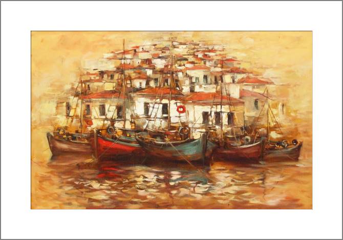 Картины, фото с паспарту Boats on the island